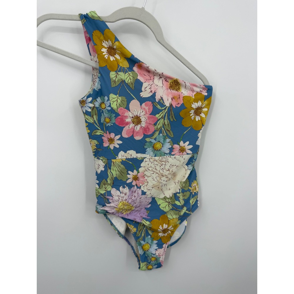 Summersalt The Sidestroke One Piece Swimsuit Women 2 Blue Floral One Shoulder